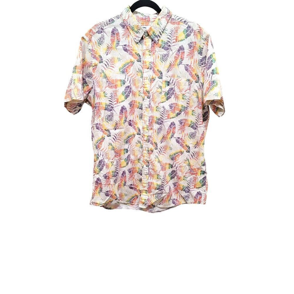 Sonoma Mens XL/T Tropical Leaf Print Short Sleeve Button-Up Shirt Beach Vacation